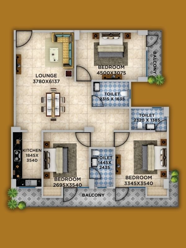 Dream Galaxy 2 BHK Floor Plan — Gomti Nagar Extension Lucknow